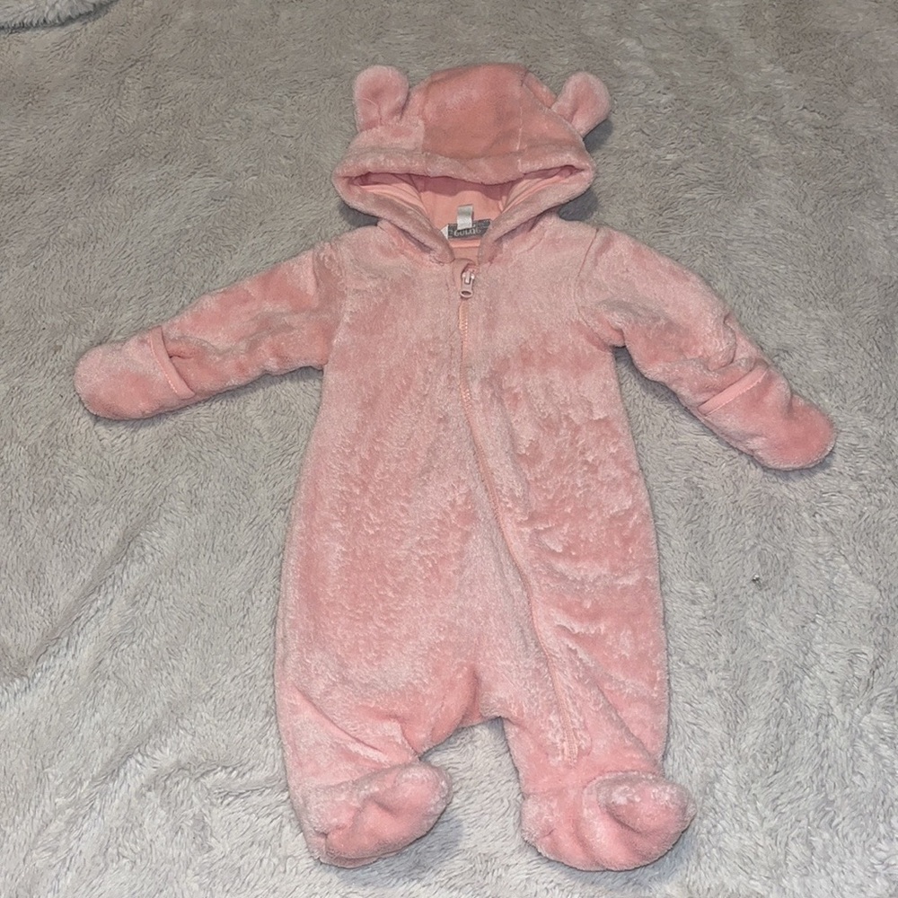George newborn pink fuzzy warm bunting suit